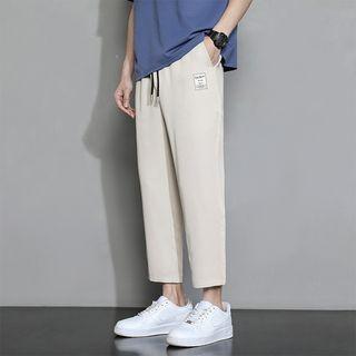 Label Applique Straight Leg Pants
