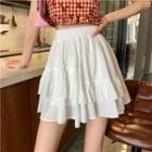 Irregular Layered Mini A-line Skirt