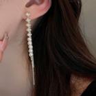 Beaded Threader Earring Silver Earring - Gold - One Size