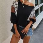 Long-sleeve Ribbed Leopard T-shirt