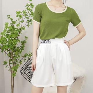 Lettering High Waist Wide Leg Dress Shorts