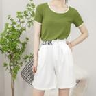 Lettering High Waist Wide Leg Dress Shorts