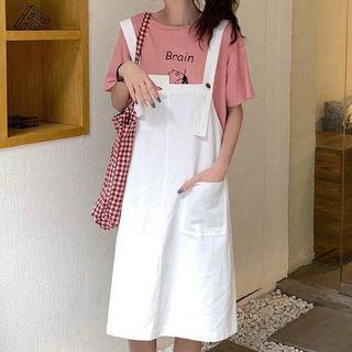 Short-sleeve Lettering T-shirt / Midi Jumper Dress