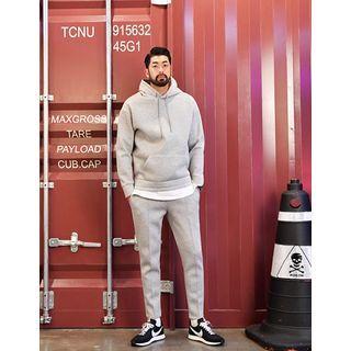 Set: Neoprene Hoodie + Seam-trim Straight-cut Pants
