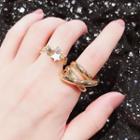 Set: Rhinestone Star / Cross Open Ring