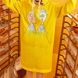 Long-sleeve Print Hooded Dress
