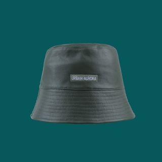 Lettering Faux Leather Bucket Hat