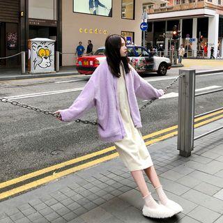 Faux Fur Knit Cardigan Violet - One Size