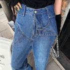 Mock Two-piece High-waist Wide-leg Jeans