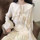 Lace Frilled Bell-sleeve Blouse