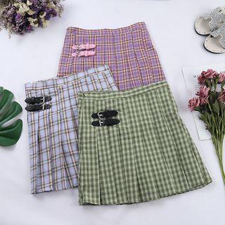 Plaid Pleated A-line Dress