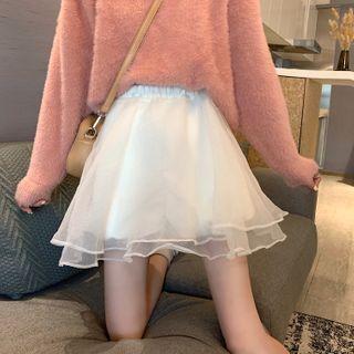Asymmetrical Mesh Mini A-line Skirt