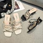 Block Heel Faux Pearl Strappy Sandals