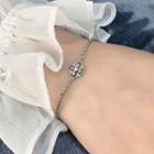 Rhinestone Clover Bracelet Clover - Silver - One Size