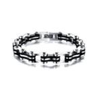 Fashion And Elegant Silver And Black Bicycle Chain 316l Stainless Steel Bracelet Silver - One Size