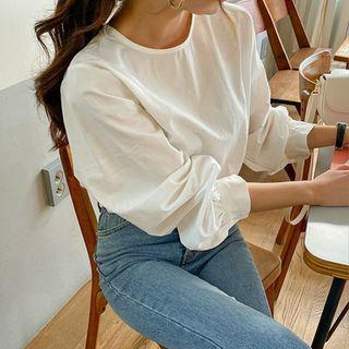 Plus Size Bishop-sleeve Peasant Blouse