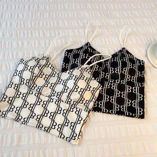 Print Lettering Cropped Camisole Top