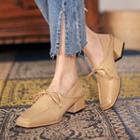 Chunky Heel Square-toe Loafers