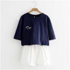 Short-sleeve Animal Embroidered T-shirt