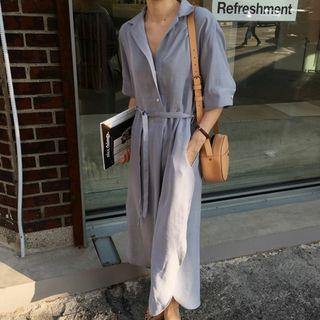 Tie-waist Short Sleeve Shirtdress