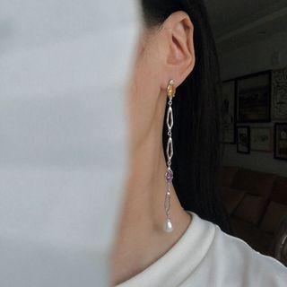 Rhinestone Faux Pearl Alloy Dangle Earring