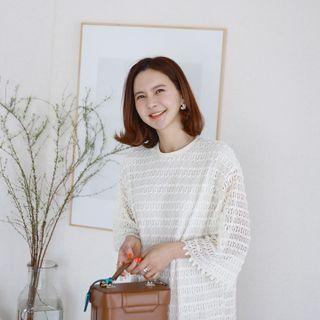 Allover-lace Long Shift Dress