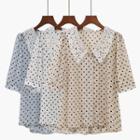 Two Tone Dotted Lace Oversized Shirt
