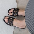 Genuine Leather Flat Slide Sandals