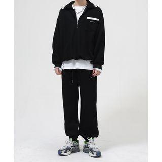 Two-tone Collared Half-zip Sweatshirt / Sweatpants