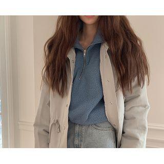 Hooded Snap-button Safari Coat