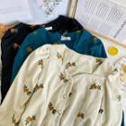 Embroidered Button-up Crop Top