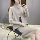 Set: Mock-turtleneck Knit Dress + Knit Vest