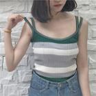 Strappy Color Block Knit Top