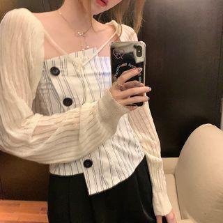 Striped Tube Top / Cardigan