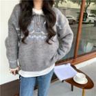 Long-sleeve Printed Knit  Sweater