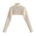 Cropped Cable Knit Turtleneck Sweater