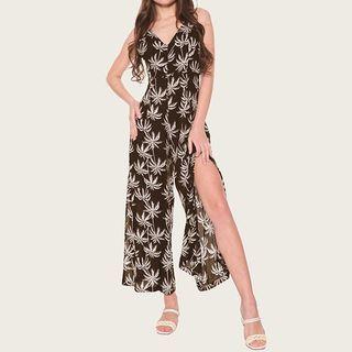 Palm Tree Spaghetti Strap Wide-leg Jumpsuit