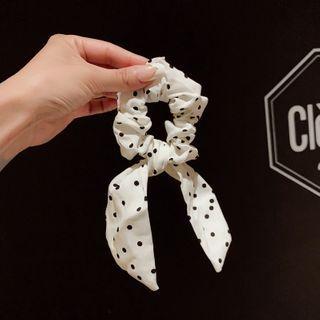 Dotted Fabric Bow Hair Tie As Shown In Figure - One Size