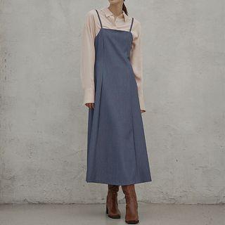 Tie-waist A-line Maxi Overall Dress