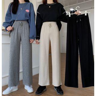 Striped Knit Straight Leg Pants
