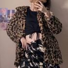 Leopard Print Zip Jacket Leopard - Khaki - One Size