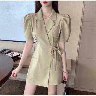 Short-sleeve Tie-wait Mini Dress