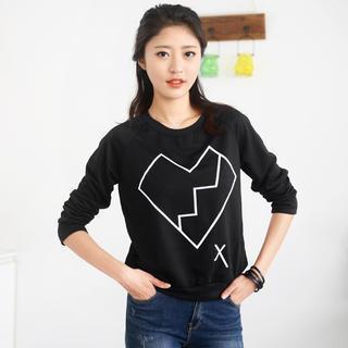 Broken Heart Print Pullover