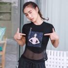 Fish Net Panel Short Sleeve T-shirt