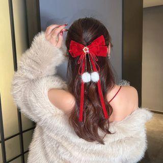 Bobble Bow Hair Clip Red - One Size