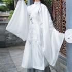 Crane Embroidered Bell-sleeve Top / Maxi A-line Skirt / Set