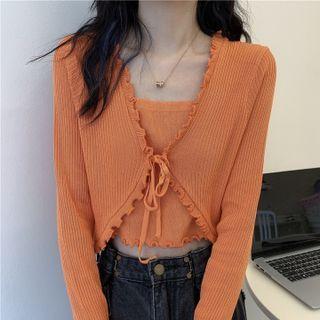 Tie-strap Cropped Cardigan