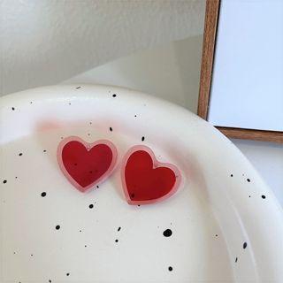 Heart Acrylic Earring 1 Pair - Wine Red - One Size