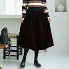 Gathered Velvet Midi Skirt
