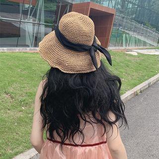 Bow-accent Foldable Straw Hat